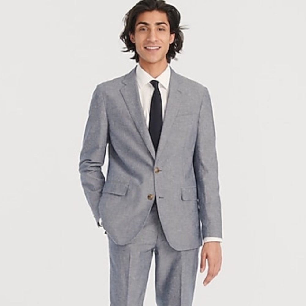 J crew ludlow unstructured suit jacket deep water cotton linen